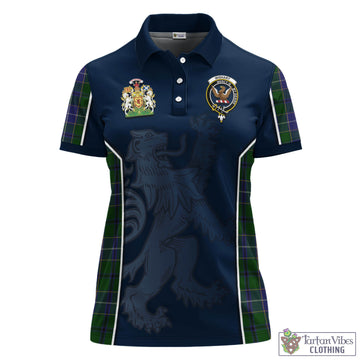 Wishart Hunting Tartan Women's Polo Shirt with Family Crest and Lion Rampant Vibes Sport Style