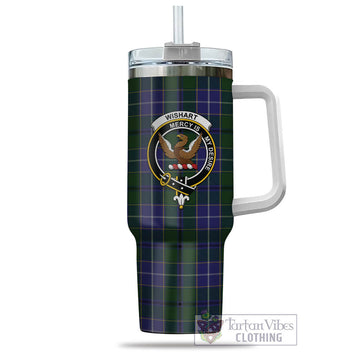 Wishart Hunting Tartan and Family Crest Tumbler with Handle