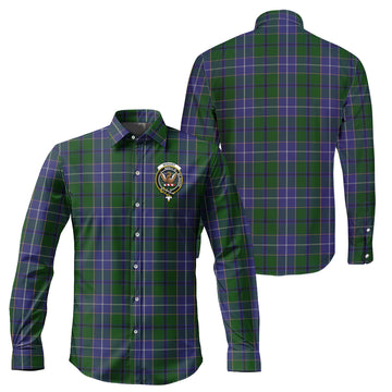 Wishart Hunting Tartan Long Sleeve Button Up Shirt with Family Crest