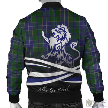 Wishart Hunting Tartan Bomber Jacket with Alba Gu Brath Regal Lion Emblem