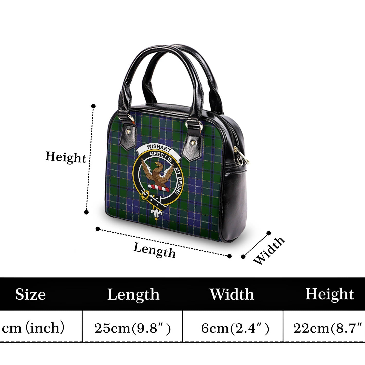 Wishart Hunting Tartan Shoulder Handbags with Family Crest - Tartanvibesclothing