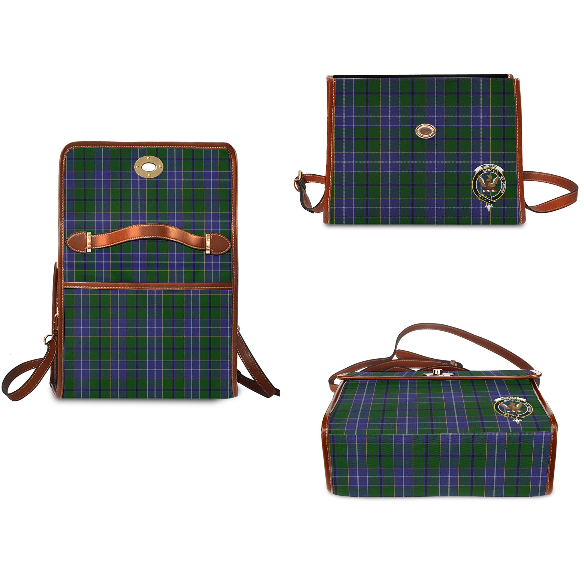 wishart-hunting-tartan-leather-strap-waterproof-canvas-bag-with-family-crest