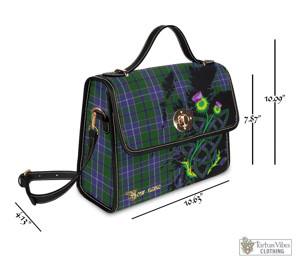 Tartan Vibes Clothing Wishart Hunting Tartan Waterproof Canvas Bag with Scotland Map and Thistle Celtic Accents