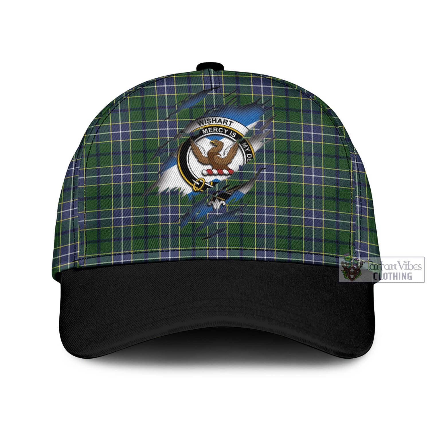 Tartan Vibes Clothing Wishart Hunting Modern Tartan Classic Cap with Family Crest In Me Style