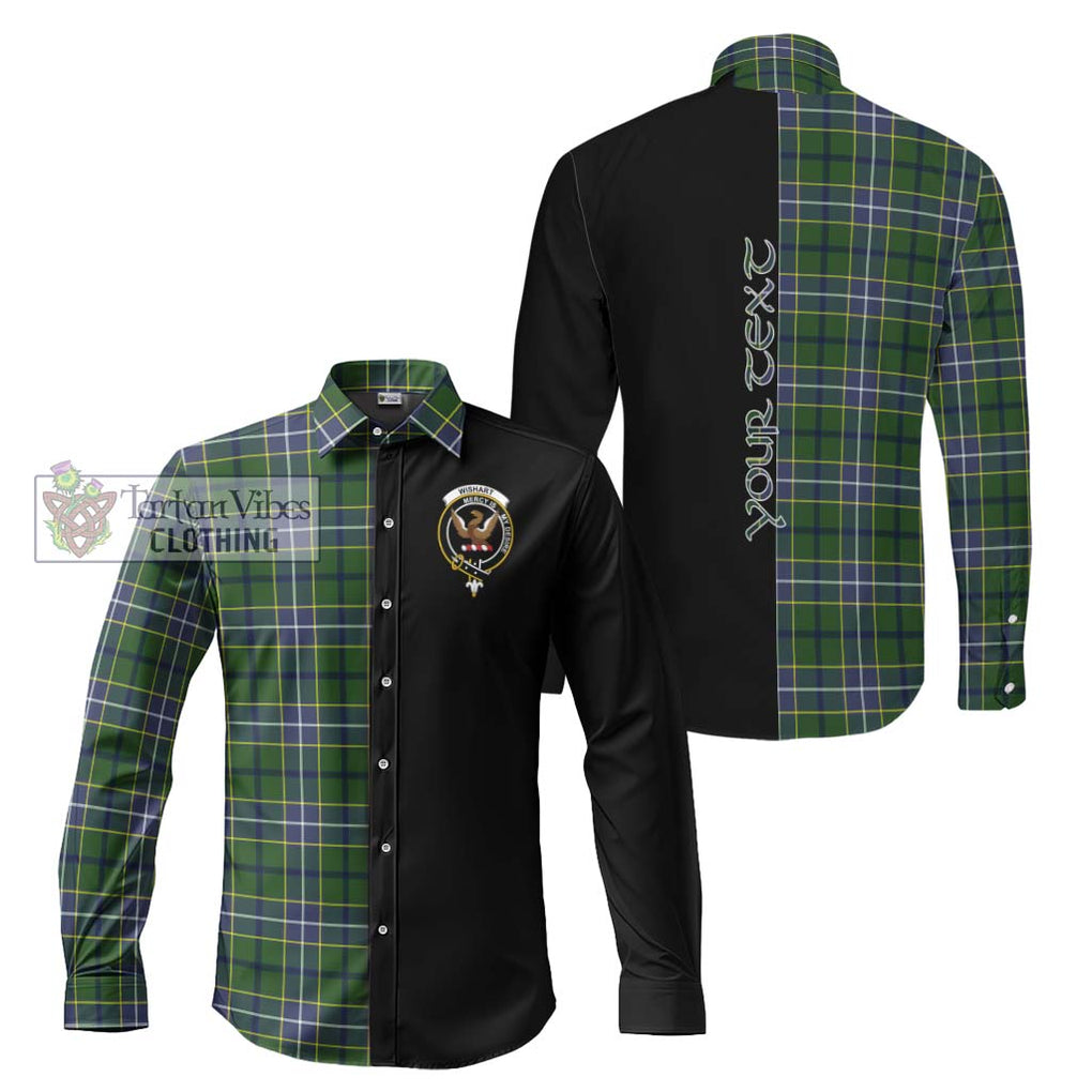 Wishart Hunting Modern Tartan Long Sleeve Button Shirt with Family Crest and Half Of Me Style Men's Shirt S - Tartanvibesclothing Shop