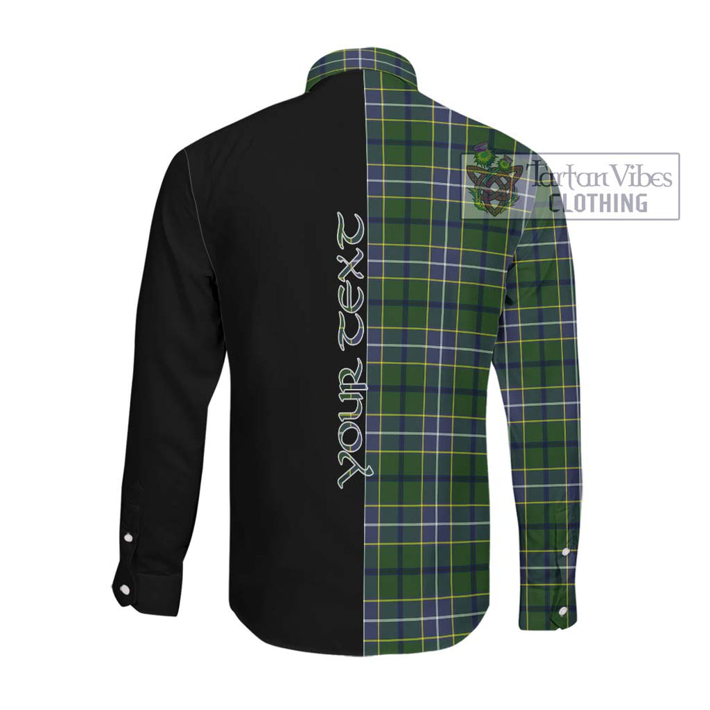 Wishart Hunting Modern Tartan Long Sleeve Button Shirt with Family Crest and Half Of Me Style Men's Shirt - Tartanvibesclothing Shop