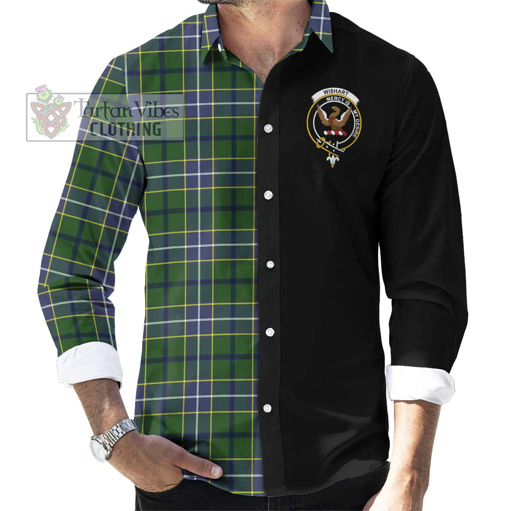 Wishart Hunting Modern Tartan Long Sleeve Button Shirt with Family Crest and Half Of Me Style - Tartanvibesclothing Shop