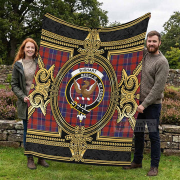 Wishart Scottish Tartan Crest Blanket Royal Stylized