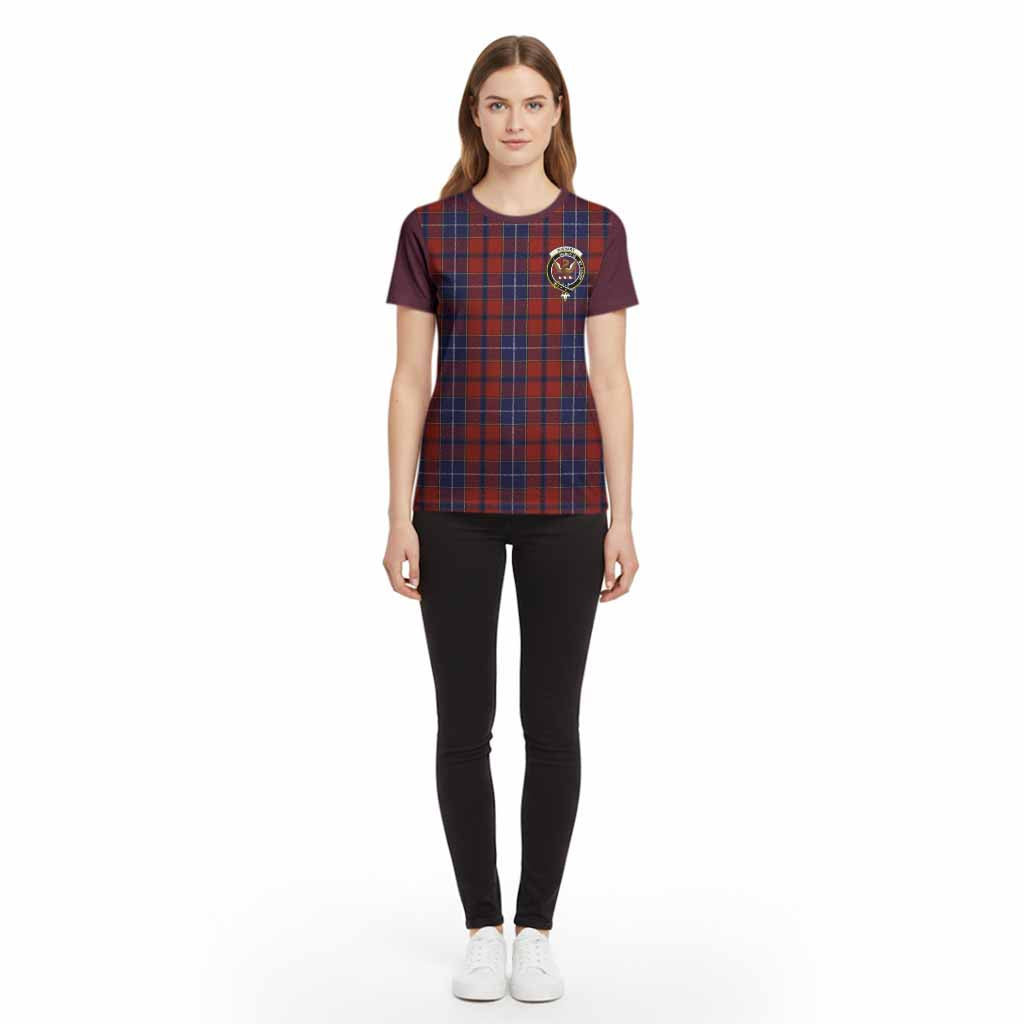 Wishart Tartan Accent Cotton T-shirt with Family Crest - Tartan Vibes Clothing