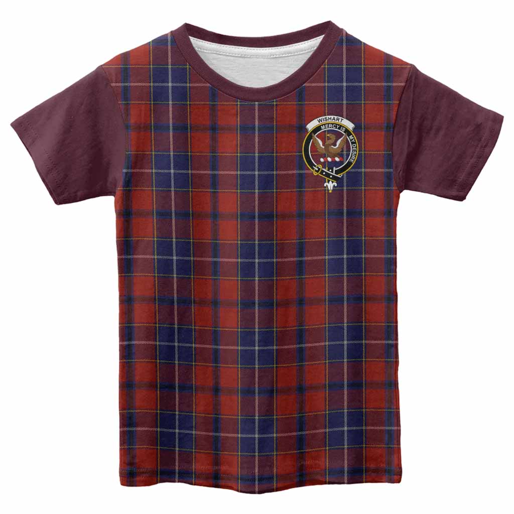 Wishart Tartan Accent Kid T-shirt with Family Crest