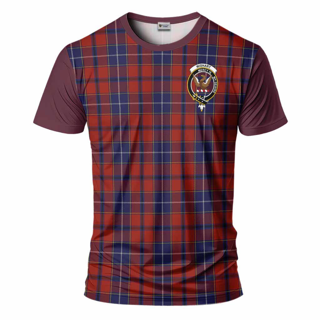 Wishart Tartan Accent T-Shirt with Family Crest