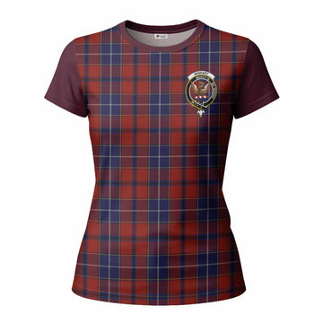Wishart Tartan Accent Women T shirt with Family Crest
