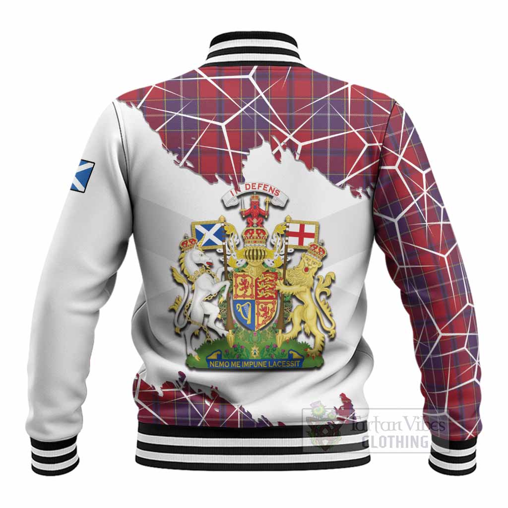 Wishart Tartan Baseball Jacket with Family Crest and Lion Rampant Grunge Style