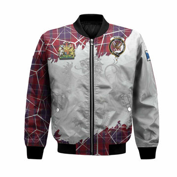Wishart Tartan Bomber Jacket with Family Crest and Lion Rampant Grunge Style