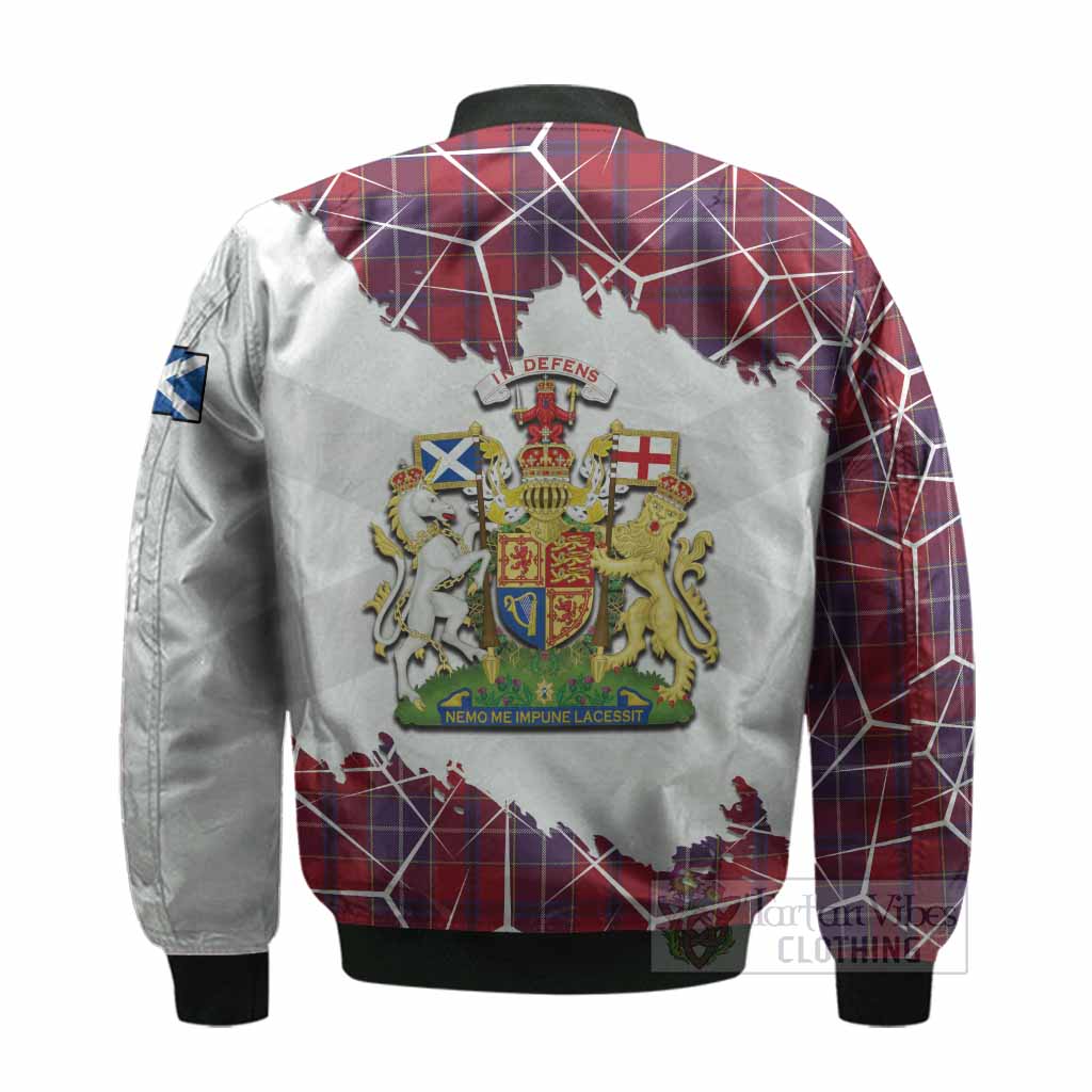 Wishart Tartan Bomber Jacket with Family Crest and Lion Rampant Grunge Style