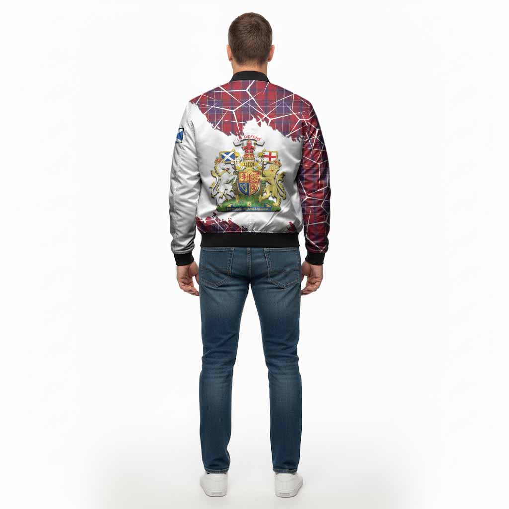 Wishart Tartan Bomber Jacket with Family Crest and Lion Rampant Grunge Style