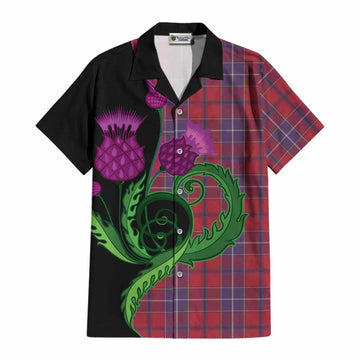 Wishart Tartan Cotton Hawaiian Shirt Traditional Scottish Thistle