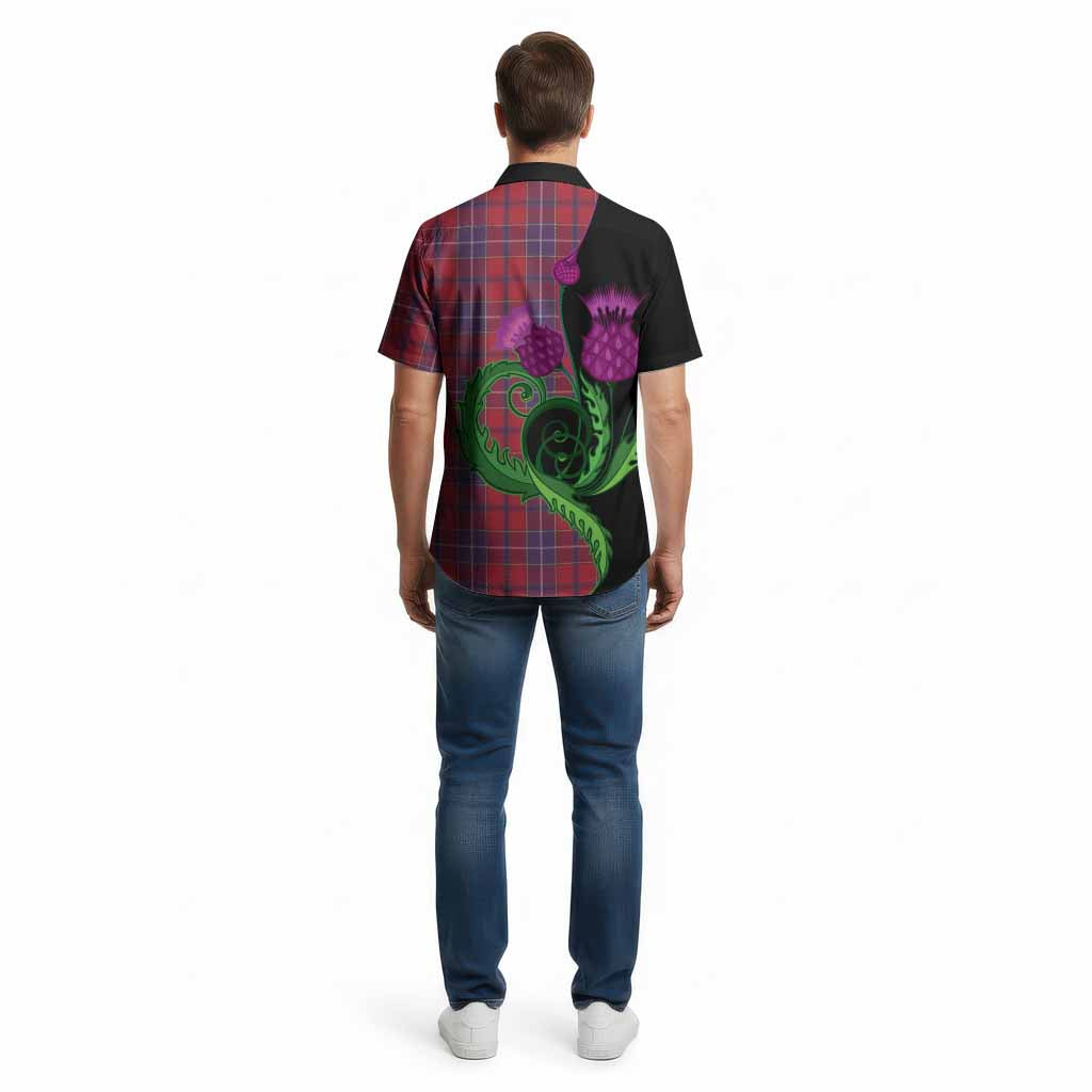 Wishart Tartan Cotton Hawaiian Shirt Traditional Scottish Thistle