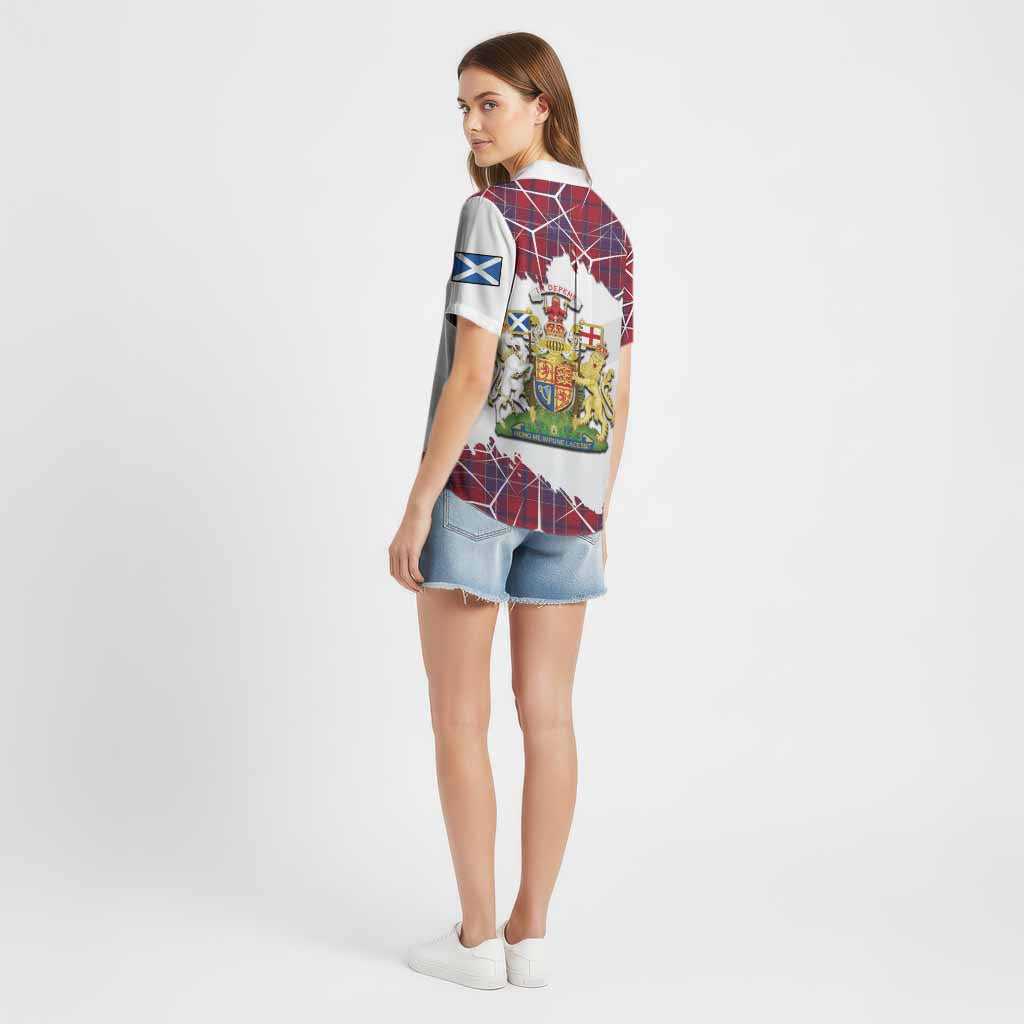 Wishart Tartan Cotton Hawaiian Shirt with Family Crest and Lion Rampant Grunge Style