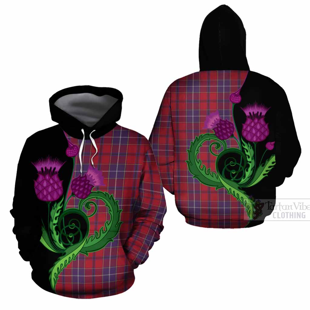 Wishart Tartan Cotton Hoodie Traditional Scottish Thistle