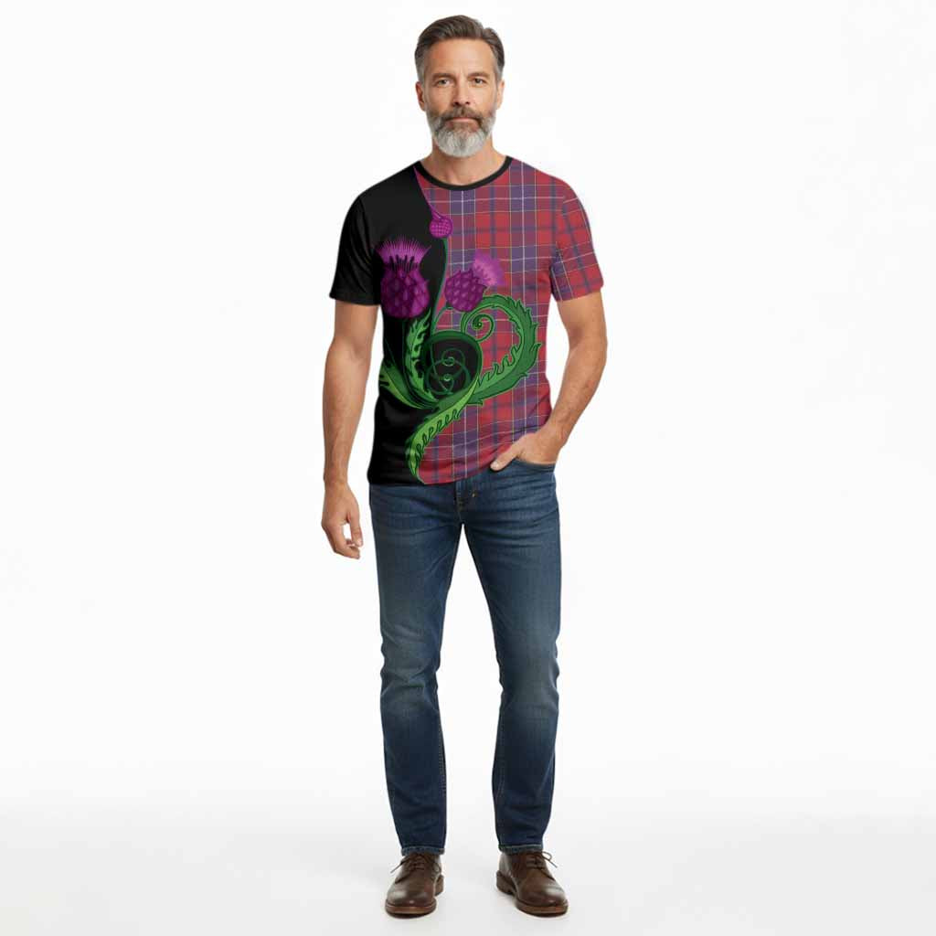 Wishart Tartan Cotton T-shirt Traditional Scottish Thistle