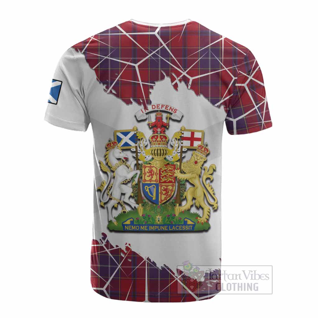 Wishart Tartan Cotton T-shirt with Family Crest and Lion Rampant Grunge Style