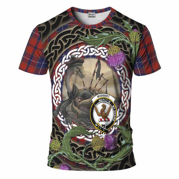 Wishart Tartan Crest Bagpipe Nessie T-Shirt Scottish Loch Ness Monster Celtic Thistle