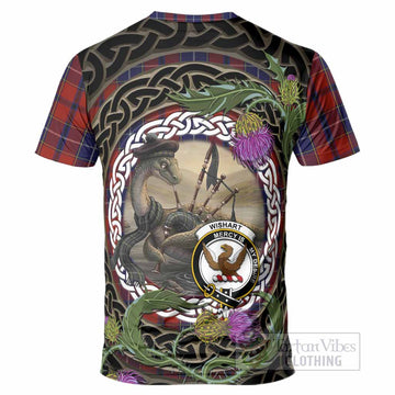 Wishart Tartan Crest Bagpipe Nessie T-Shirt Scottish Loch Ness Monster Celtic Thistle
