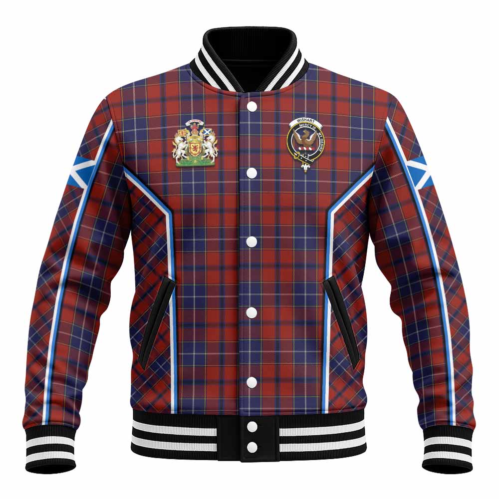 Wishart Tartan Crest Baseball Jacket Scotland Coat of Arm Flag Style - Tartan Vibes Clothing