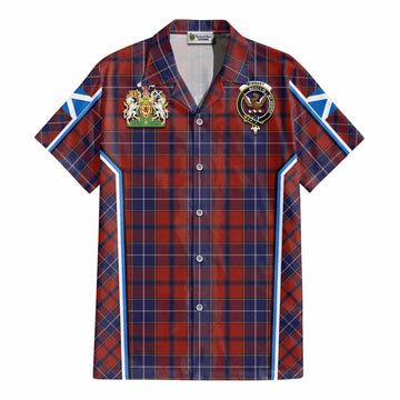 Wishart Tartan Crest Cotton Hawaiian Shirt Scotland Coat of Arm Flag Style - Tartan Vibes Clothing