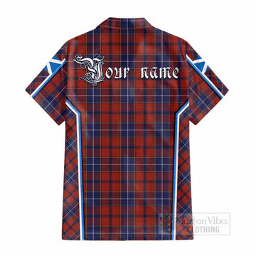 Wishart Tartan Crest Cotton Hawaiian Shirt Scotland Coat of Arm Flag Style - Tartan Vibes Clothing