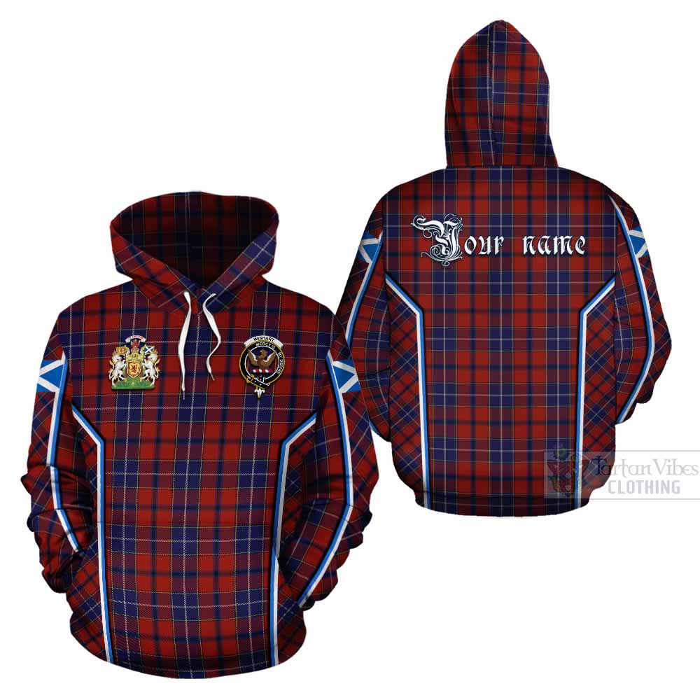 Wishart Tartan Crest Cotton Hoodie Scotland Coat of Arm Flag Style - Tartan Vibes Clothing
