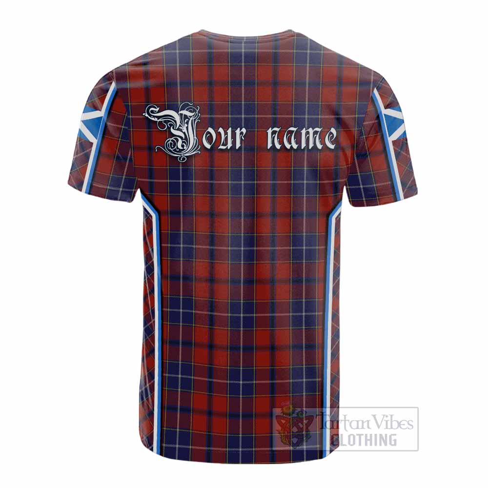 Wishart Tartan Crest Cotton T-shirt Scotland Coat of Arm Flag Style - Tartan Vibes Clothing