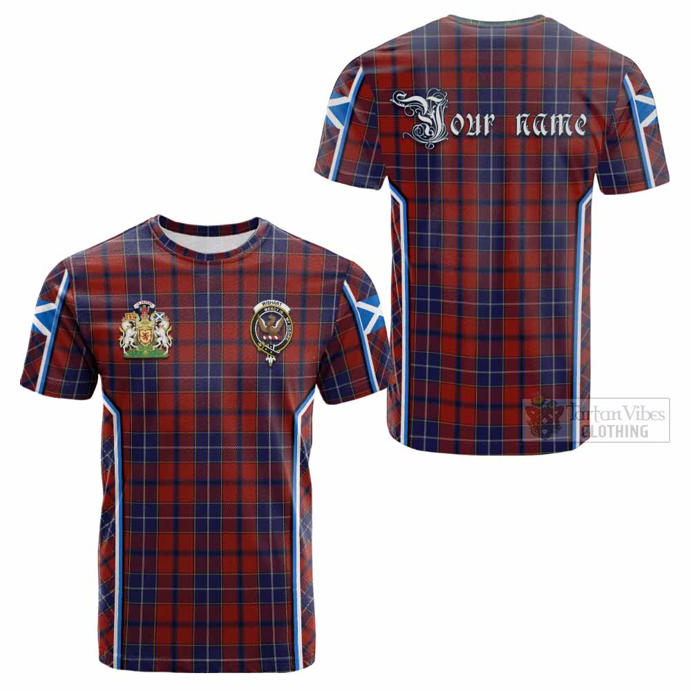 Wishart Tartan Crest Cotton T-shirt Scotland Coat of Arm Flag Style - Tartan Vibes Clothing