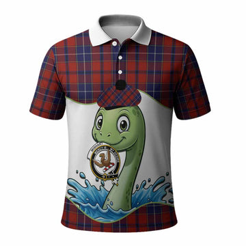 Wishart Tartan Crest Cute Nessie Polo Shirt Scottish Loch Ness Monster