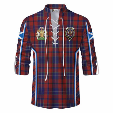 Wishart Tartan Crest Ghillie Kilt Shirt Scotland Coat of Arm Flag Style - Tartan Vibes Clothing