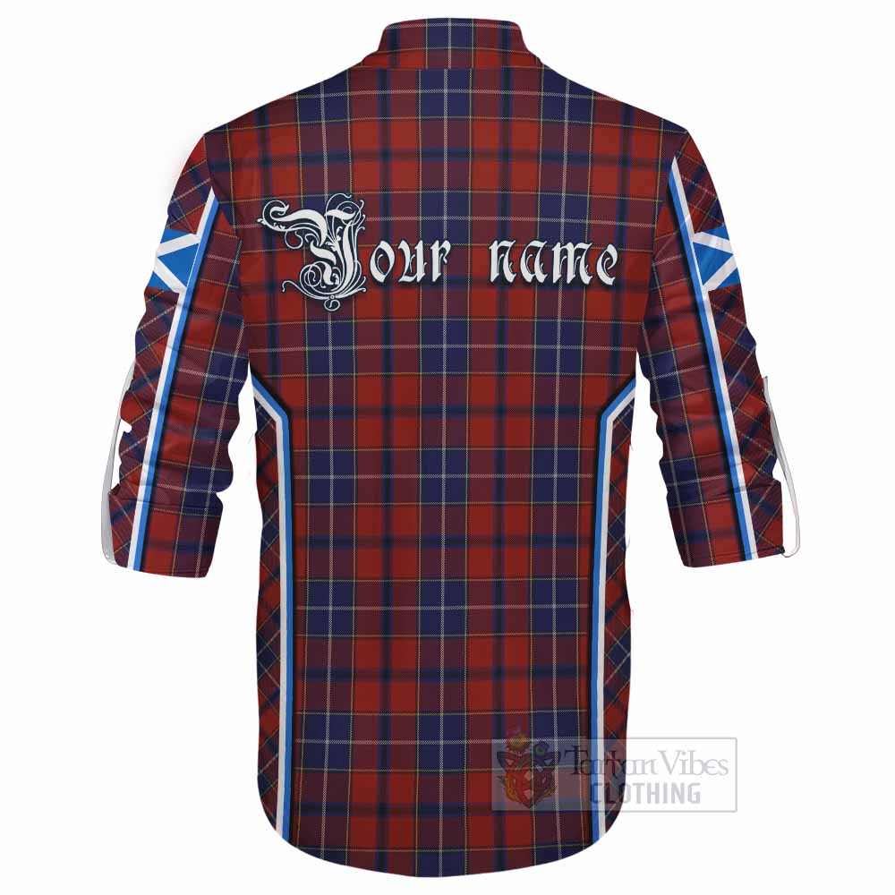 Wishart Tartan Crest Ghillie Kilt Shirt Scotland Coat of Arm Flag Style - Tartan Vibes Clothing