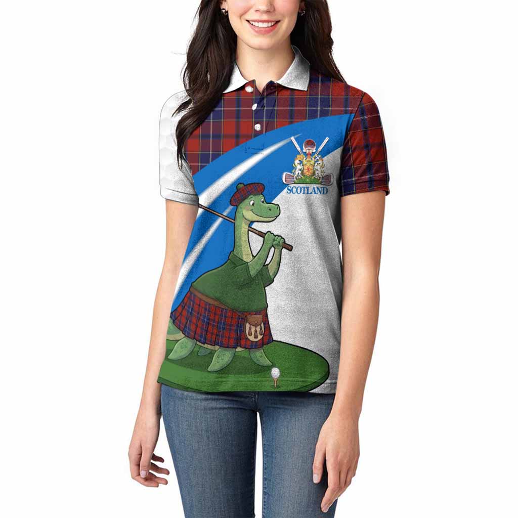 Wishart Tartan Crest Golf Nessie Women Polo Shirt Loch Ness Monster Sporty Style