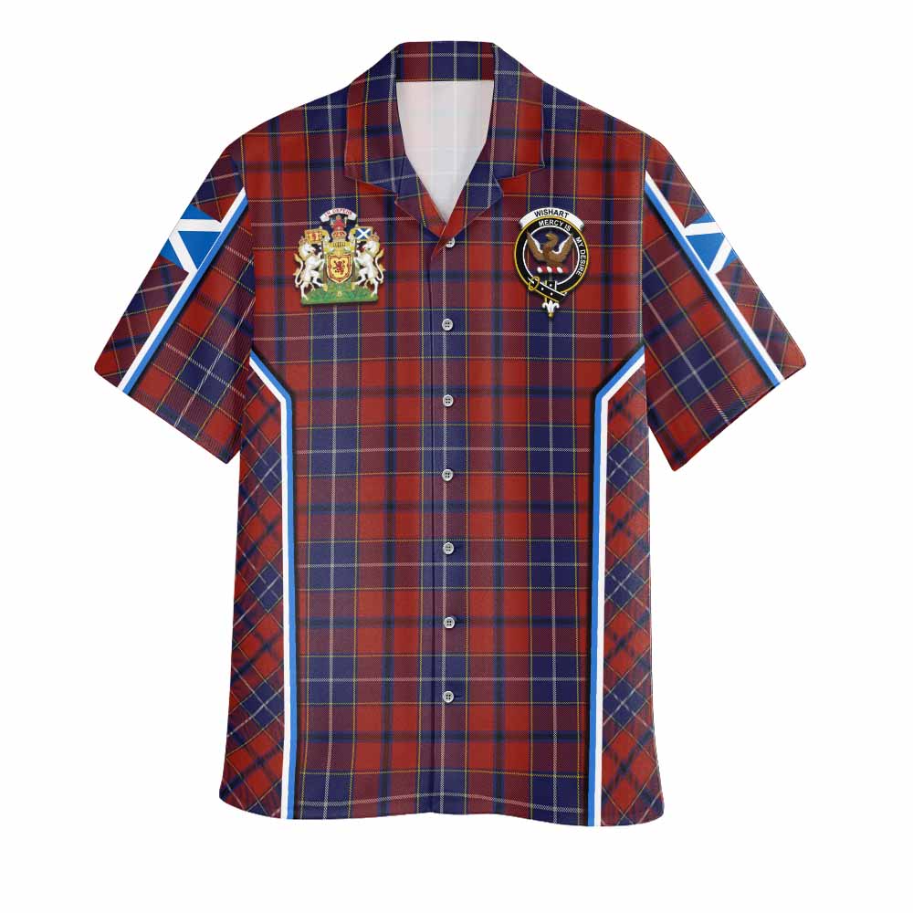 Wishart Tartan Crest Hawaiian Shirt Scotland Coat of Arm Flag Style - Tartan Vibes Clothing