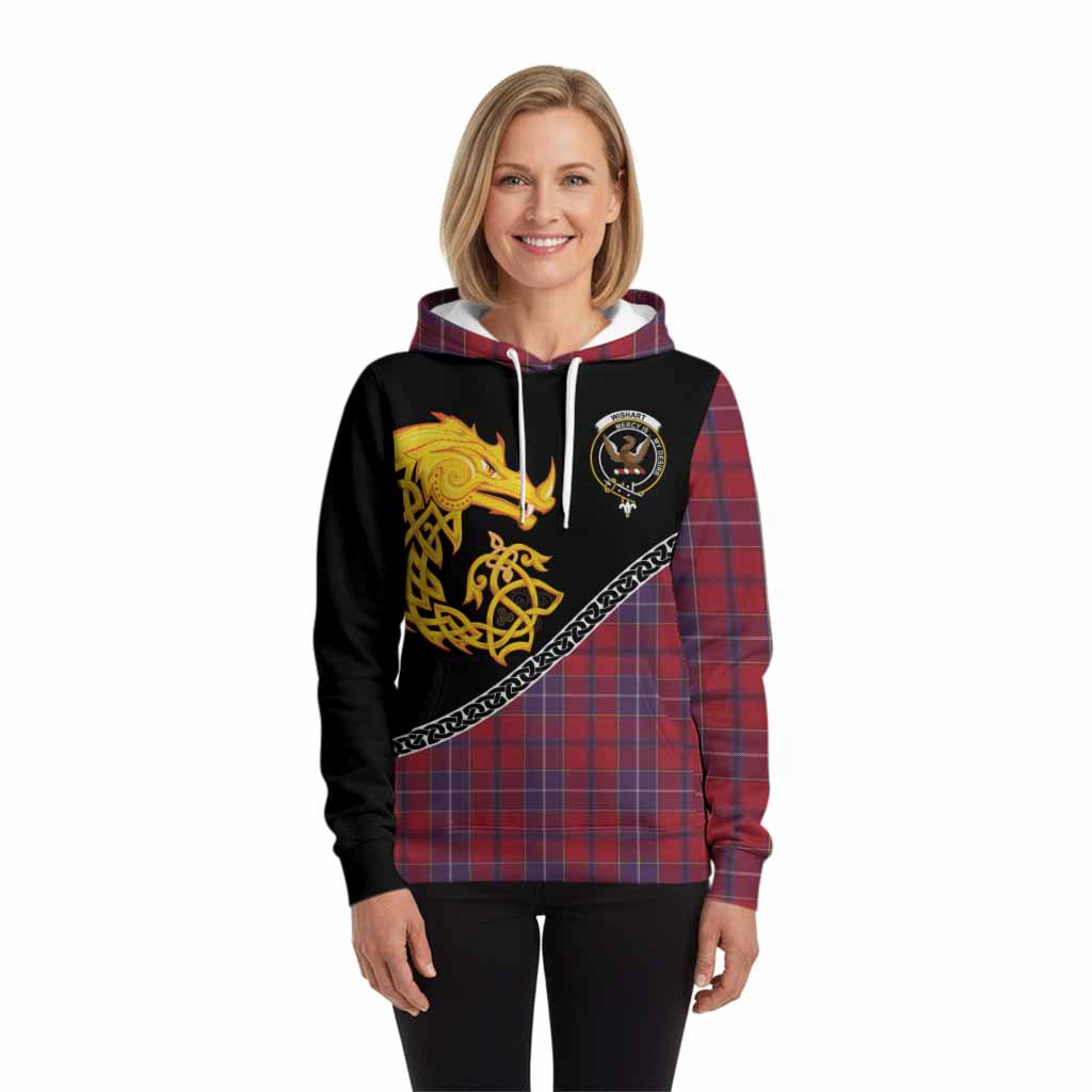 Wishart Tartan Crest Hoodie Legendary Dragon Knot Half Style