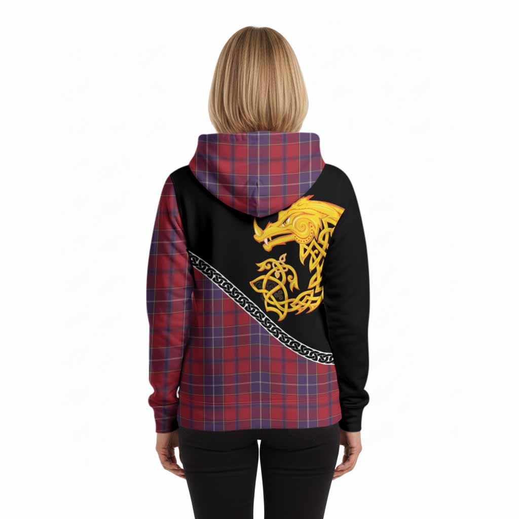 Wishart Tartan Crest Hoodie Legendary Dragon Knot Half Style