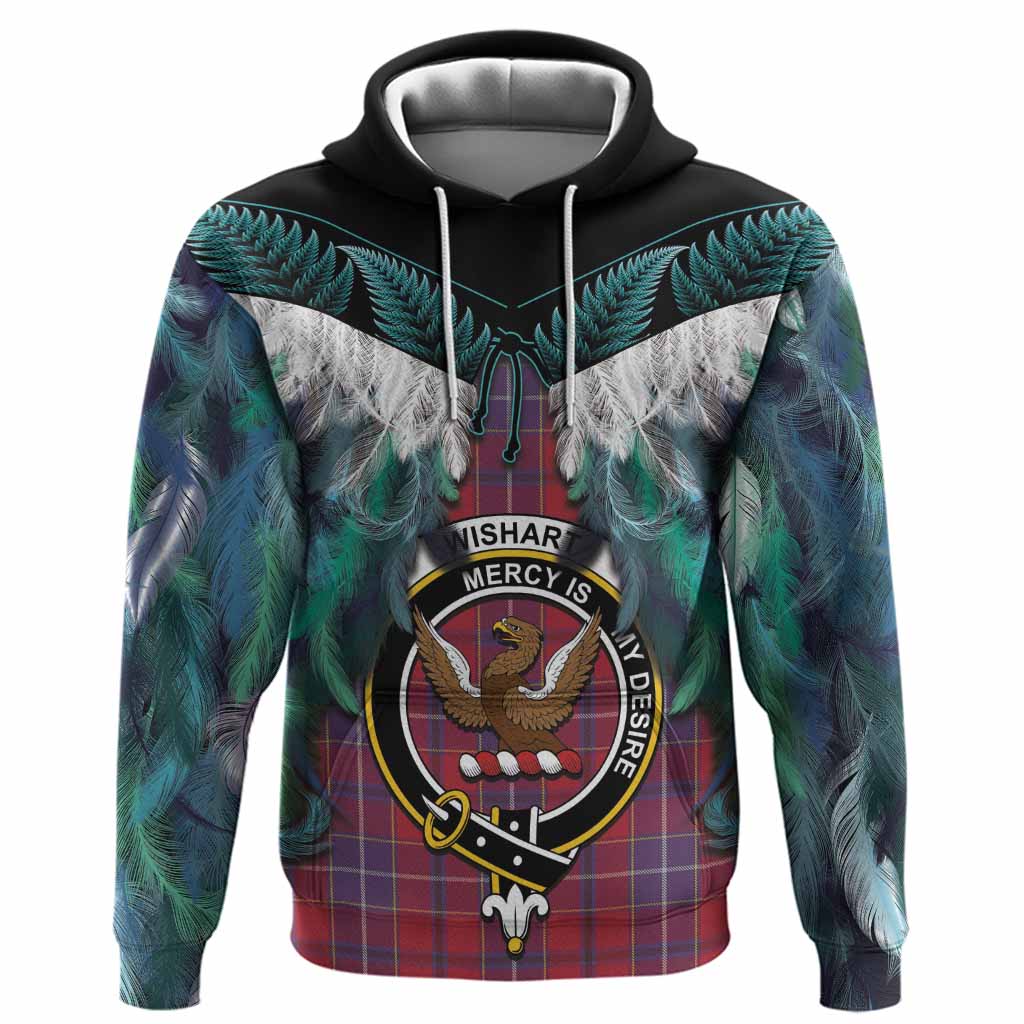 Wishart Tartan Crest Hoodie New Zealand Maori Korowai Cloak