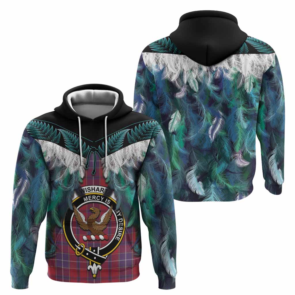 Wishart Tartan Crest Hoodie New Zealand Maori Korowai Cloak