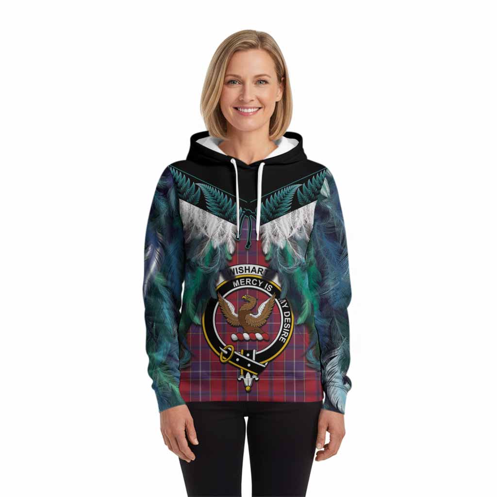 Wishart Tartan Crest Hoodie New Zealand Maori Korowai Cloak