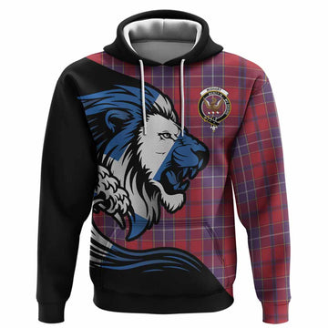 Wishart Tartan Crest Hoodie Scottish Golden Lions Wave Flow