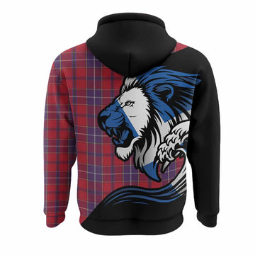 Wishart Tartan Crest Hoodie Scottish Golden Lions Wave Flow