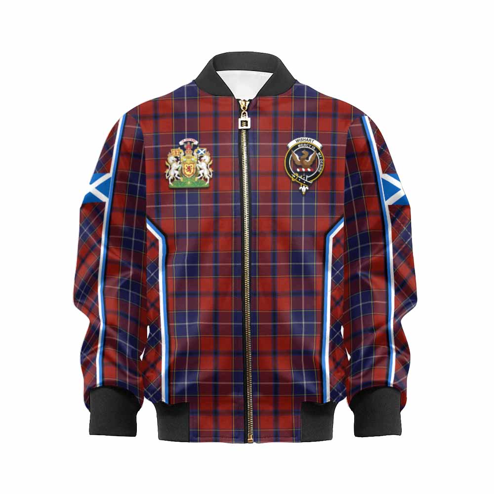 Wishart Tartan Crest Kid Bomber Jacket Scotland Coat of Arm Flag Style - Tartan Vibes Clothing