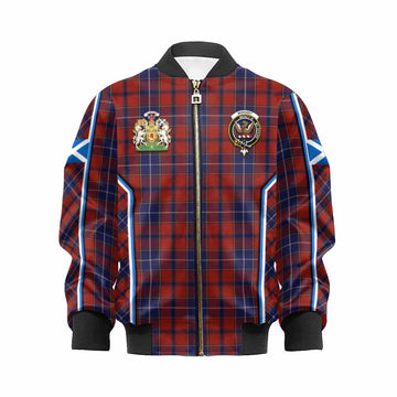 Wishart Tartan Crest Kid Bomber Jacket Scotland Coat of Arm Flag Style - Tartan Vibes Clothing