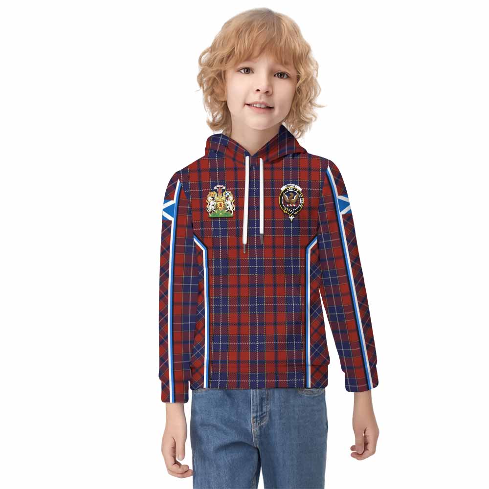 Wishart Tartan Crest Kid Hoodie Scotland Coat of Arm Flag Style - Tartan Vibes Clothing
