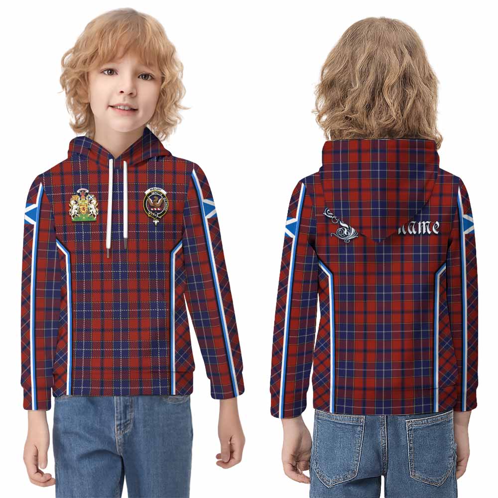 Wishart Tartan Crest Kid Hoodie Scotland Coat of Arm Flag Style - Tartan Vibes Clothing